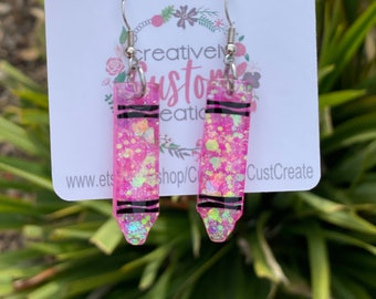 Crayon Earrings, Crayon Jewelry, Earrings for Teachers, Teacher Appreciation Gift from Student, Gift for Teacher, Custom Earrings for Women