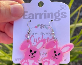 Easter Bunny Earrings, Easter Dangle Earrings, Sitting Bunny, Animal Jewelry for Women, Easter Basket Filler for Teens, Spring Gift for Her