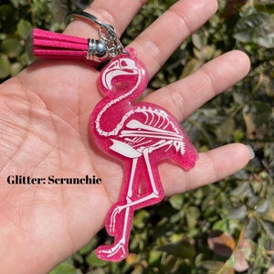Glow in the Dark Keychain, Skeleton Flamingo, Flamingo Keychain, Skeleton Keychain, Goth Gifts, Emo Gifts, Halloween Gifts for Women