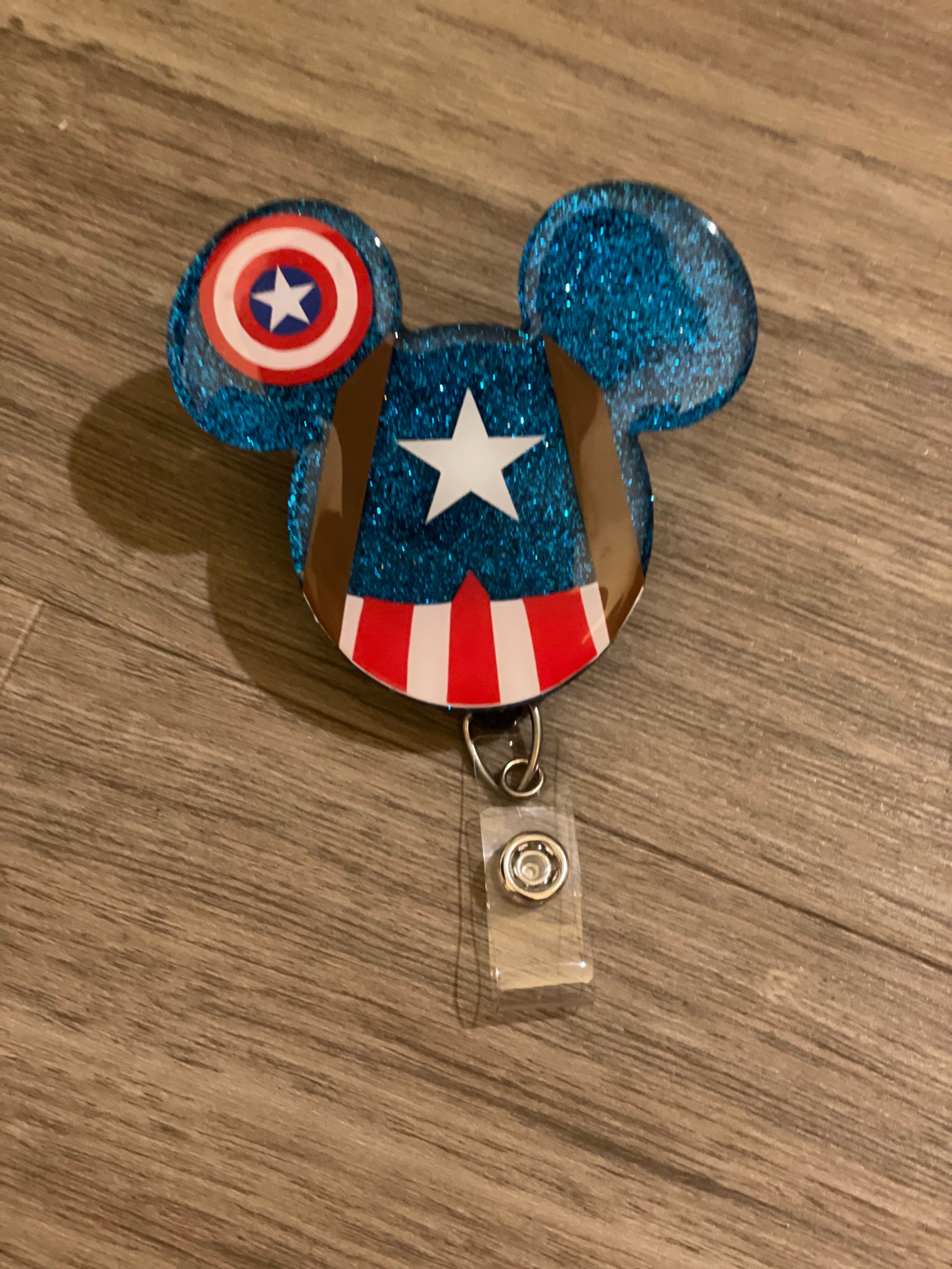 Captain America Badge Reel, Marvel Gifts for Men, Nurse ID Holder, Work  Badge Clips, Mouse Head Badge Reel, ID Holder Retractable