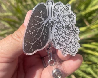 Flower Lungs Badge Reel, Lungs with Flowers, RT Badge Reel, Pulmonologist Gift, Pulmonary Badge Reel, Respiratory Therapist Gift, Nurse Gift