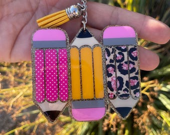 Teacher Pencil Gifts, Pencil Keychain, Teacher Appreciation Gift from Students, Unique Teacher Gift, Cute Pencil, Backpack Charm for Kids