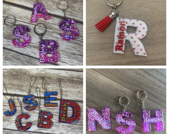 Initial Keychain, Letter Keychain, Backpack Name Tag, Backpack Tag for Kids, Kids Personalized Name Tag, Back to School Gift for Kids