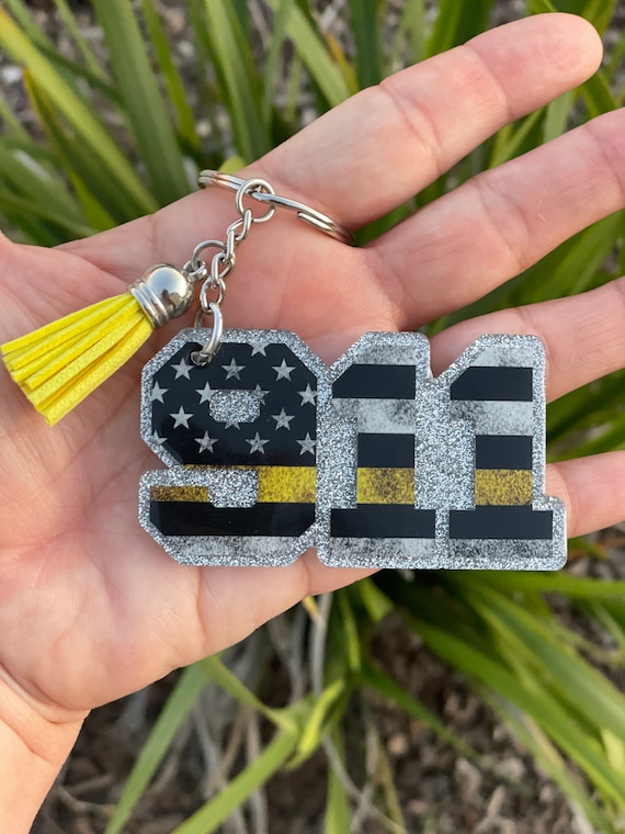 Thin Yellow Line Keychain 911 Keychain Dispatcher Keychain Gifts for Dispatcher