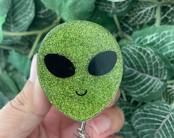 Alien Badge Reel, Nurse Week Gifts, Badge Clip Men, Work Gifts for Men, ID Holder for Teachers, Outer Space Gifts, Unique Badge Holder