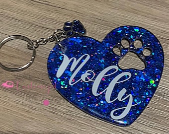 Heart with Paw Cutout Keychain - Dog Keychain - Gifts for Her - Gifts for Him - Personalized - Acrylic Keychain - Dog Lover - Dog Gift