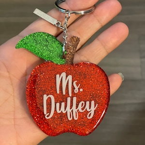 Apple Keychain, Teacher Appreciation Gift from Students, Personalized Gift for Teacher, Teacher Keychain, Teacher End of Year Gift