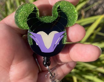 Maleficent Badge Reel, Villain Badge, Badge Reel for Nurse, Badge ID Tag, Mistress of Evil, RN ID Holder, Nurse Appreciation Gift