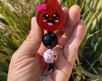 Phlebotomy Badge Reel, Beaded Badge Reel, Phlebotomist Gifts, Lab Tech Badge Reel, Lab Technician Gifts, Phlebotomist ID Badge, Cute Badge