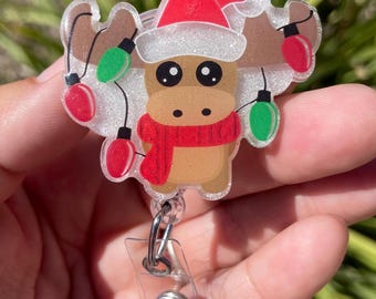 Reindeer Badge Reel, Christmas Lights Badge Reel, Christmas ID Badge, Nurse Christmas Gift, Hospital Badge Holder, Coworker Christmas Gift