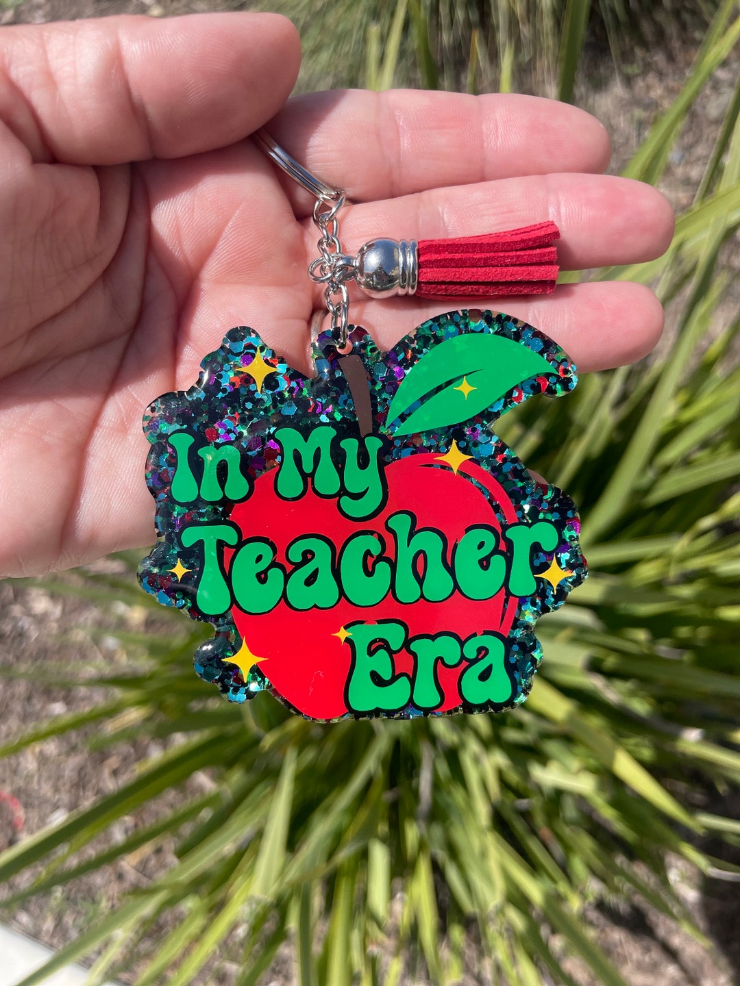 Keychains Teacheres In My Teacher Era Apple Keychain, Handmade Acrylic Keychain With Tassel ...
