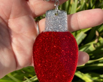Christmas Light, Christmas Keychain, Custom Christmas Keychain Acrylic, Glitter Christmas, Fun Christmas Gifts, White Elephant Gift