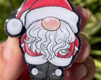 Santa Gnome, Christmas Badge Reel, Christmas Gnome Badge Reel, Nurse ID Holder, ID Holder Cute, White Elephant Gift, Christmas Accessories