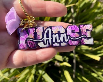 Nurse Keychain for Keys, Nurse with Name, Nurse Appreciation Gift, Nurse Graduation Gift, New Nurse Gift, Personalized Nurse Keychain