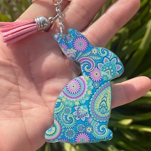 Bunny Keychain, Rabbit Keychain, Bunny Accessories, Rabbit Lover Gift, Easter Basket Fillers for Teens, Backpack Charm, Spring Gift for Her