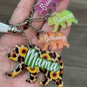 Mama Bear Keychain, Mama with Kids Names, Mothers Day Gift from Kids, Birthday Gift for Mom, Personalized Mom Keychain, Mother's Day Gift