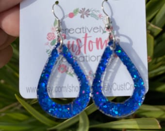 Open Tear Drop Earrings, Glitter Dangle Earrings, Jewelry Gift for Mom, Birthday Gift for Friend, Girlfriend Gift Ideas, Drop Dangle Earring