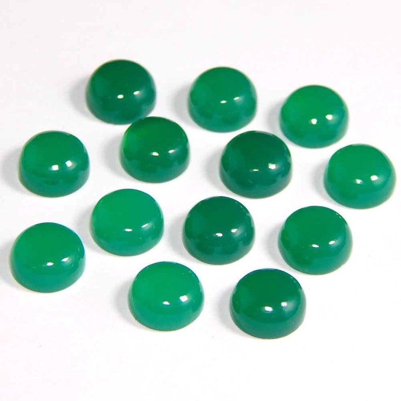 5 Pieces Natural Green Onyx Gemstone Approx 5x5 MM Round Cabochon Gemstone Loose Stone Fine Quality Stone Natural Jewelry Gemstone