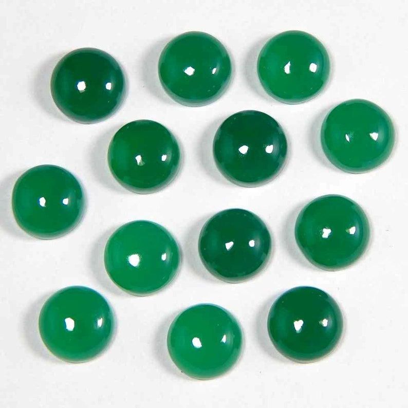 5 Pieces Natural Green Onyx Gemstone Approx 5x5 MM Round Cabochon Gemstone Loose Stone Fine Quality Stone Natural Jewelry Gemstone