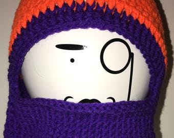 Clemson colors Beanie with face mask