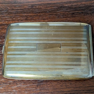 LaMode 1950s  Striped Goldtone Cigarette Case. #1073