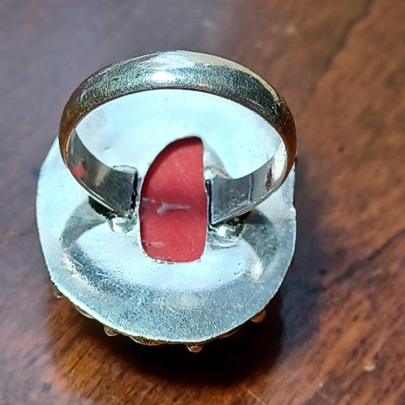 Red Coral Stone Bezel Set And Centered In A Scall… - image 7