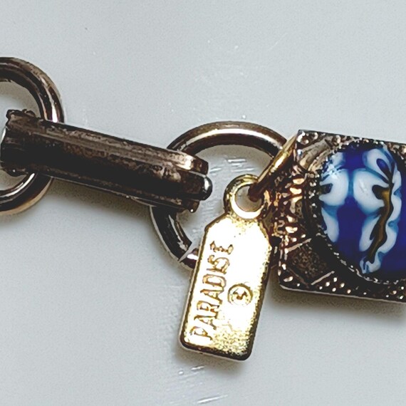 Linked Goldtone Square Linked Bracelet With Glass… - image 4