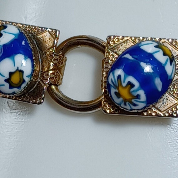 Linked Goldtone Square Linked Bracelet With Glass… - image 6