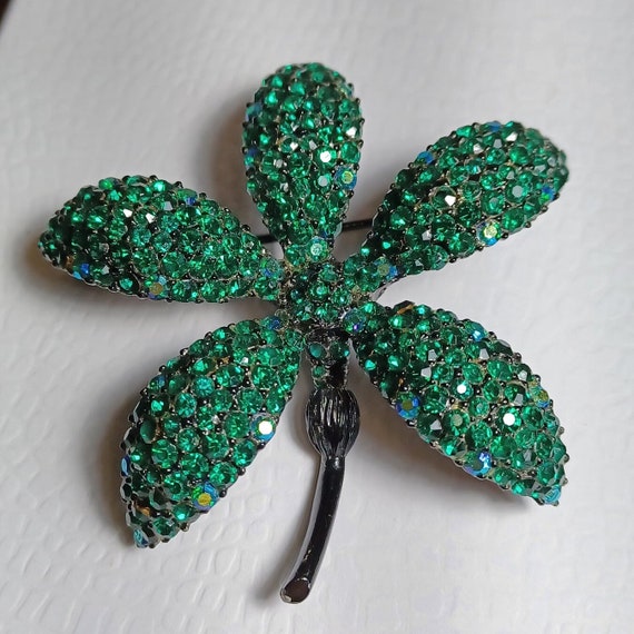 Beautiful Dark Green Rhinestones and Aurora Borea… - image 2