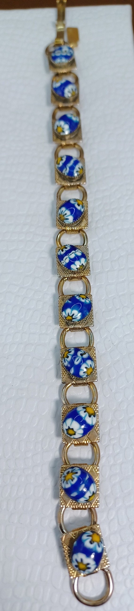 Linked Goldtone Square Linked Bracelet With Glass… - image 9