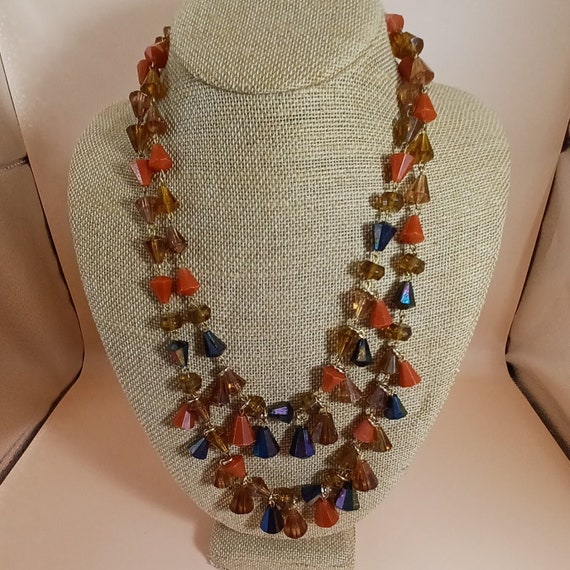 Two Stranded Dangle Necklace In Pretty Fall Color… - image 3