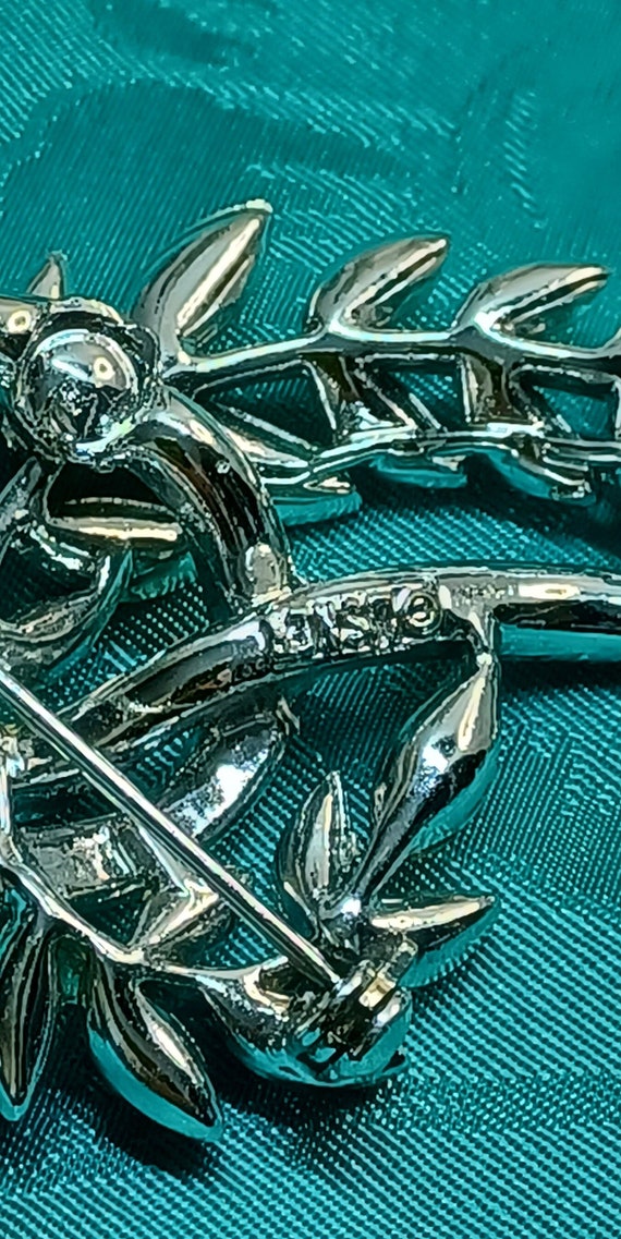 Lisner Silvertone Clear Rhinestone Leaf Brooch Wi… - image 4