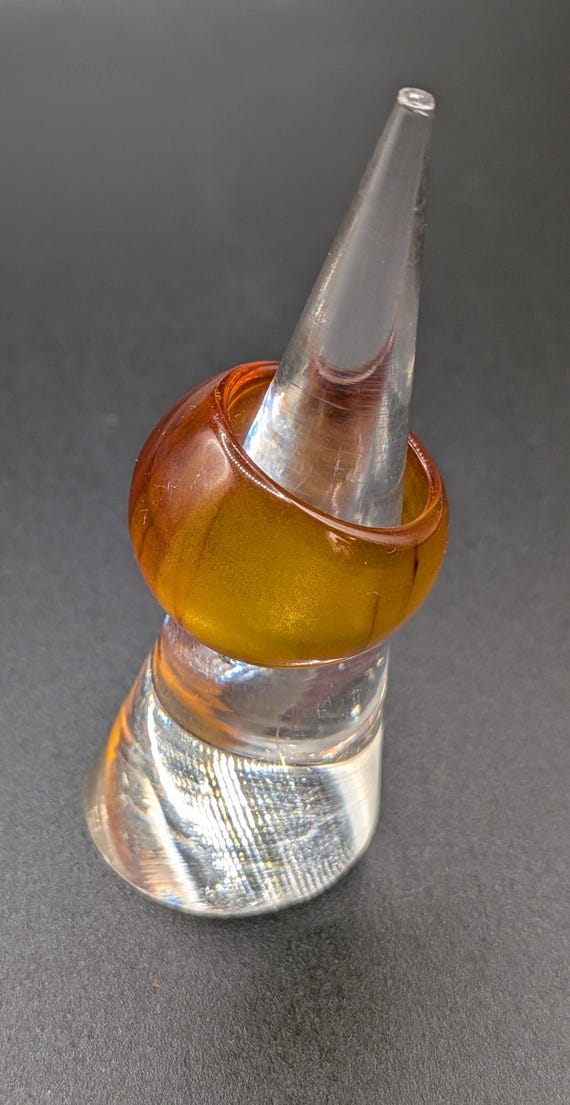 Bakelite Butterscotch Swirled Bubble Ring #931 - image 9