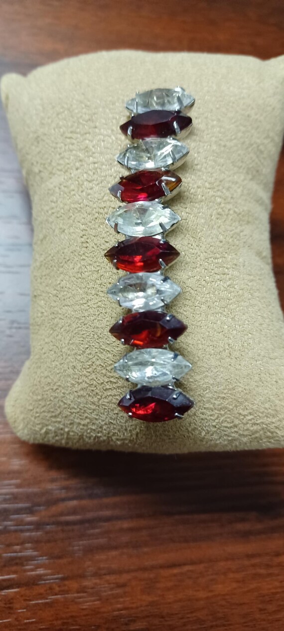 Large Ruby Red And Clear Faceted Glass Rhinestone… - image 10