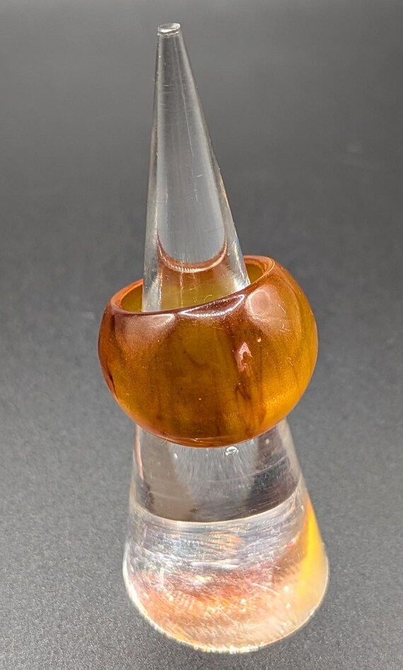 Bakelite Butterscotch Swirled Bubble Ring #931 - image 5