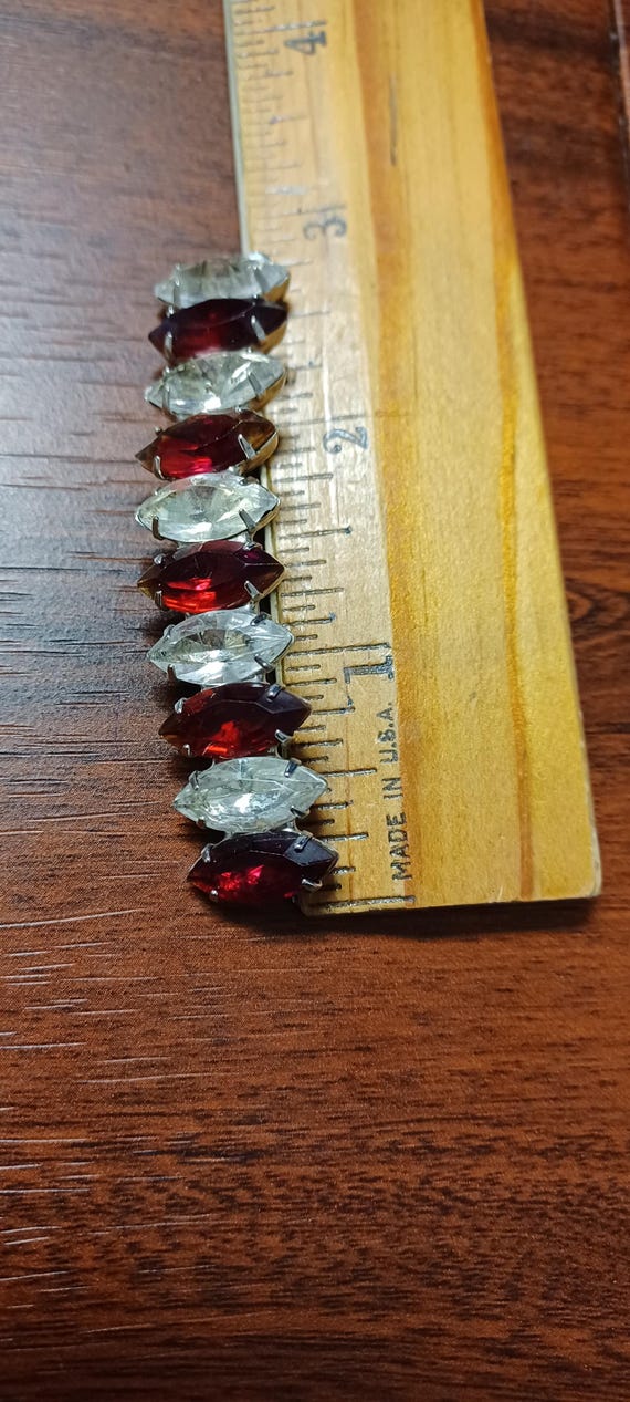 Large Ruby Red And Clear Faceted Glass Rhinestone… - image 6