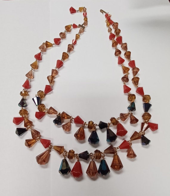 Two Stranded Dangle Necklace In Pretty Fall Color… - image 8