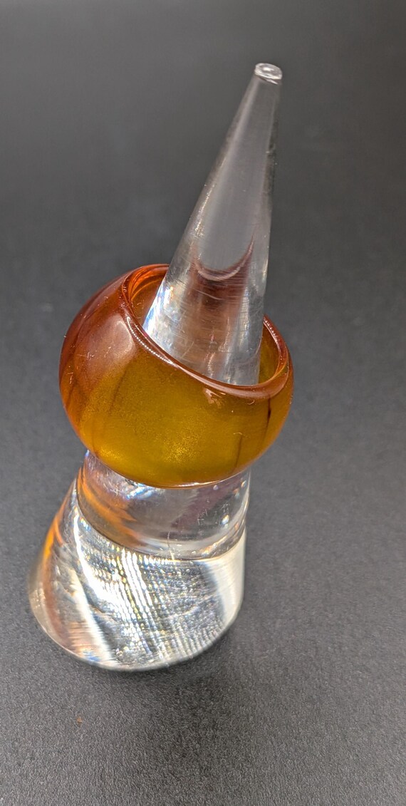 Bakelite Butterscotch Swirled Bubble Ring #931 - image 4