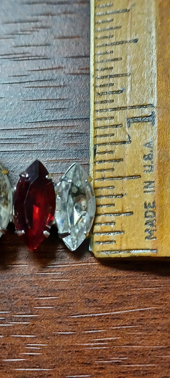 Large Ruby Red And Clear Faceted Glass Rhinestone… - image 8