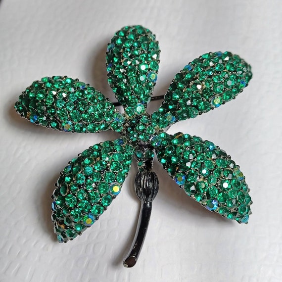 Beautiful Dark Green Rhinestones and Aurora Borea… - image 7