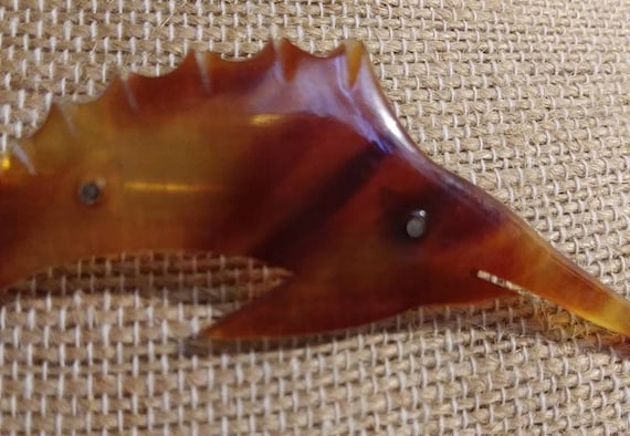 Celluloid Faux Tortoise Shell Swordfish Brooch #38 - image 10