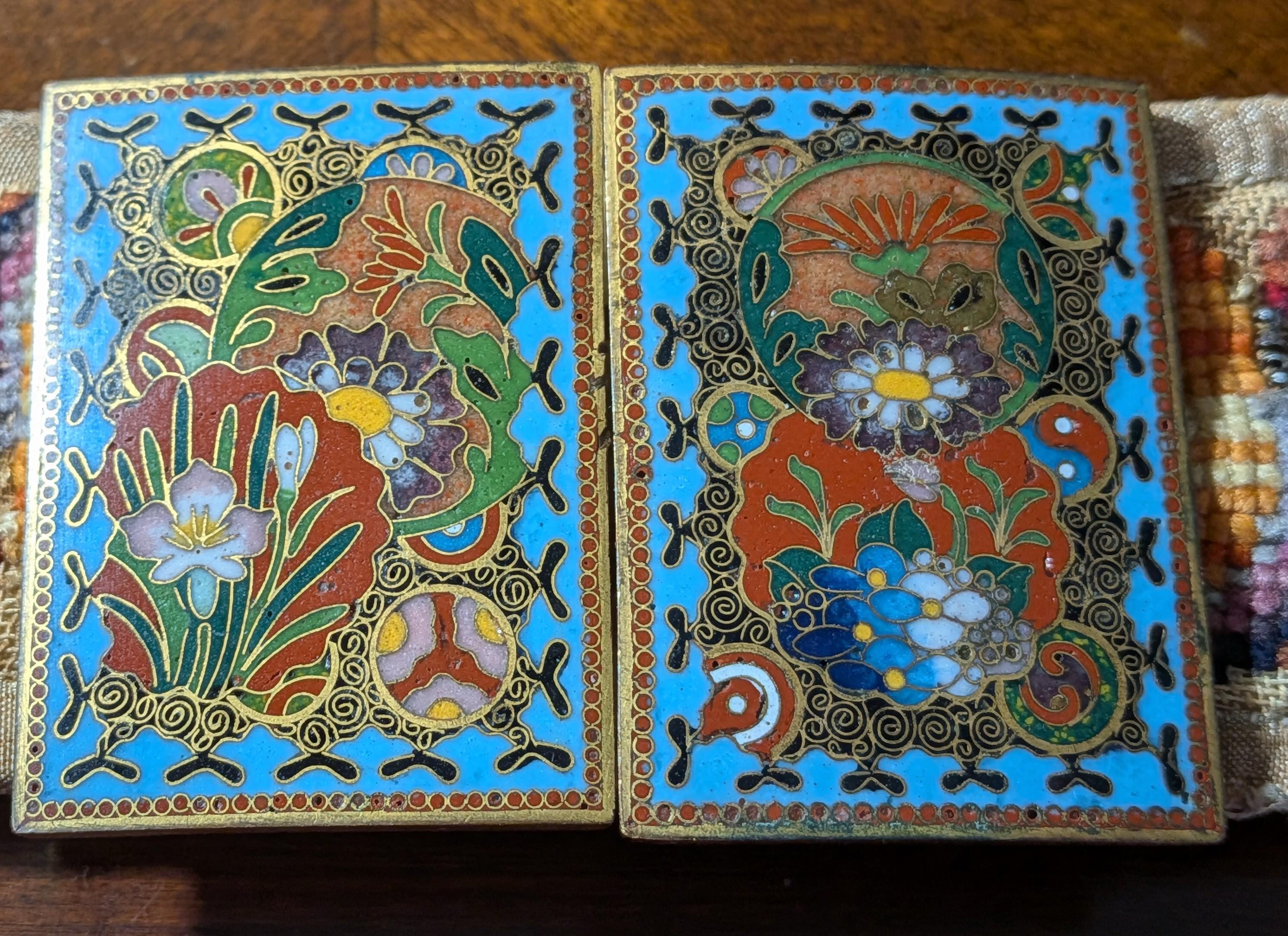 Vintage Blue stretch Cord Chinese Cloisonné Enamel Belt Buckle Beautiful Flower Blue Vintage Antique Chinese | Mercari main image 2