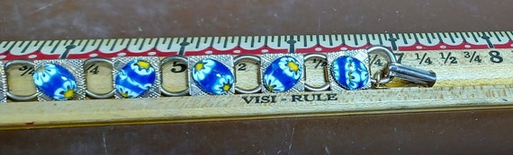 Linked Goldtone Square Linked Bracelet With Glass… - image 5