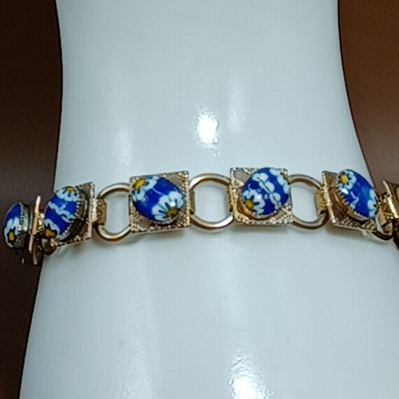 Linked Goldtone Square Linked Bracelet With Glass… - image 7