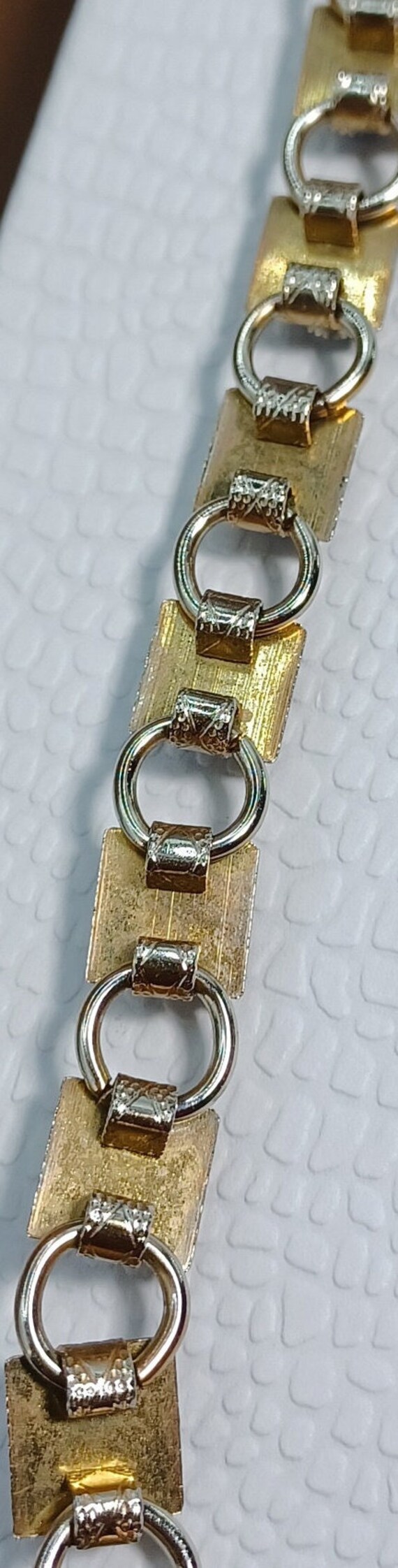 Linked Goldtone Square Linked Bracelet With Glass… - image 8