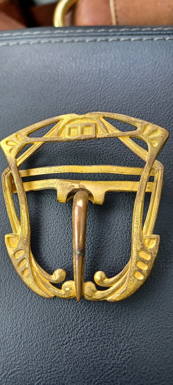 Ladies Antique Victorian Goldtone Belt Buckle #271 - image 4