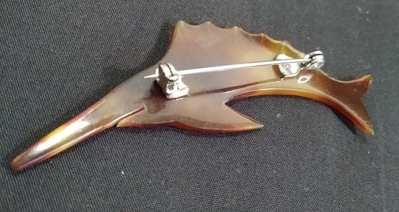 Celluloid Faux Tortoise Shell Swordfish Brooch #38 - image 3