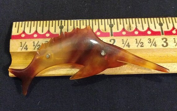 Celluloid Faux Tortoise Shell Swordfish Brooch #38 - image 7