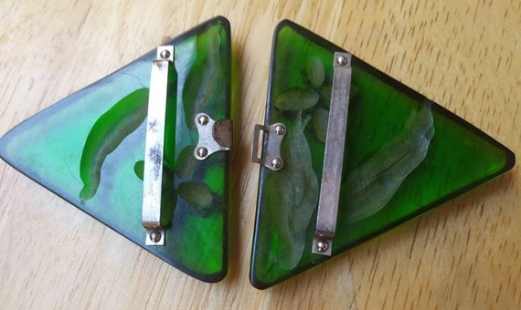 Bakelite Green and Rhinestone Vintage Belt Buckle… - image 4