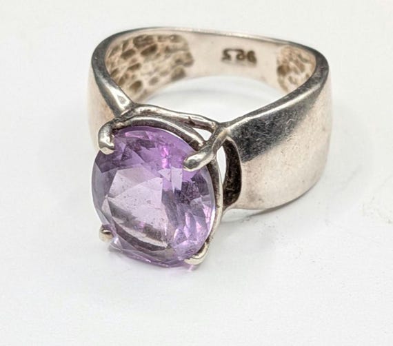 Purple Amethyst Faceted Ring Sterling Sz 5.25. #988